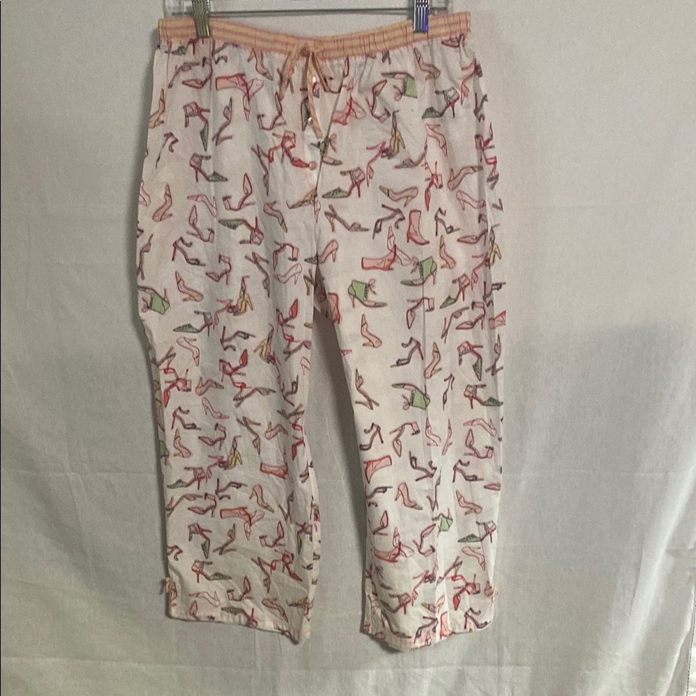 Women's Multicolor Pajama Capris Print Shoe Mania Cotton wide leg NWT XL